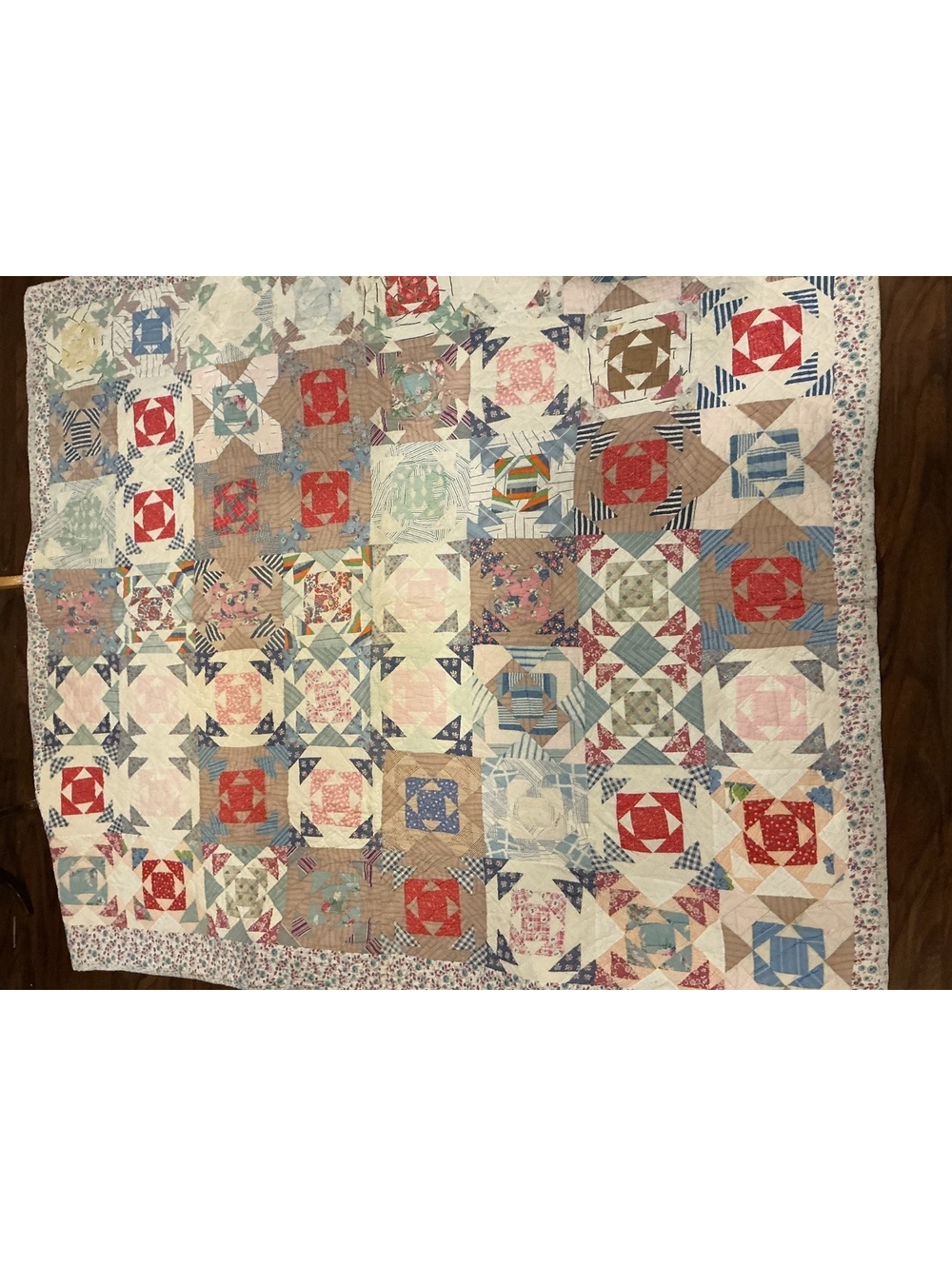 Antique Handmade Quilt 1910s 1920s Feedsack Full Size Heirloom